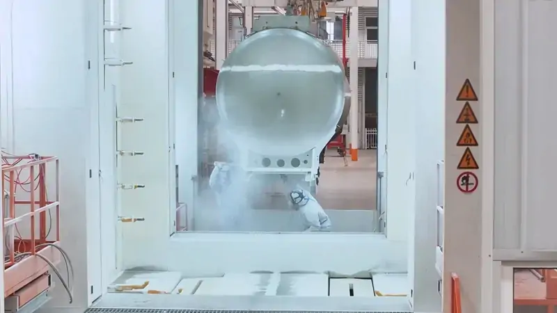 fuel tanker spraying powder