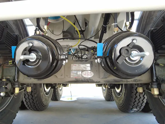 Close-up details of the fuel tanker trailer
